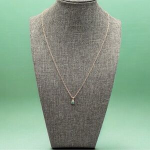 Sterling 925 Signed Rose Gold Plated Emerald Pendant Come With Nickel Free Chain